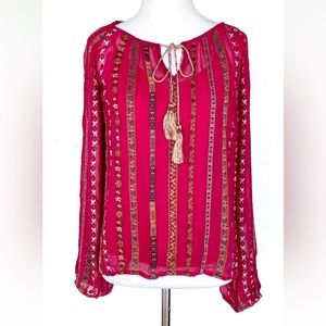 Sundance Treasurable Hot Pink Tunic Blouse. MSRP $168 NWT Size Petite Small